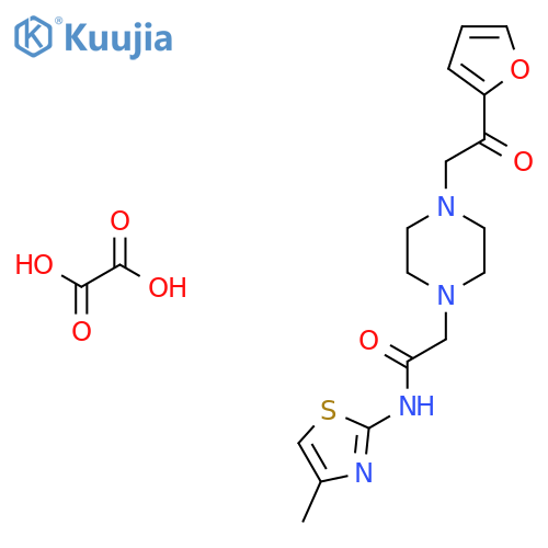 2-{4-2-(furan-2-yl)-2-oxoethylpiperazin-1-yl}-N-(4-methyl-1,3-thiazol-2-yl)acetamide; oxalic acid structure