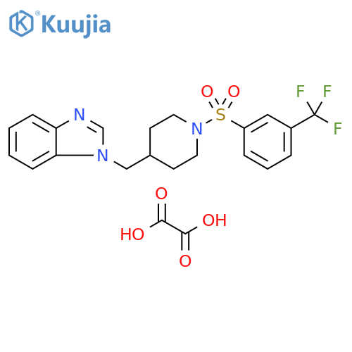 1-({1-3-(trifluoromethyl)benzenesulfonylpiperidin-4-yl}methyl)-1H-1,3-benzodiazole; oxalic acid structure