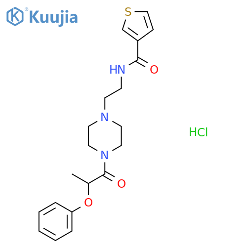 N-{2-4-(2-phenoxypropanoyl)piperazin-1-ylethyl}thiophene-3-carboxamide hydrochloride structure