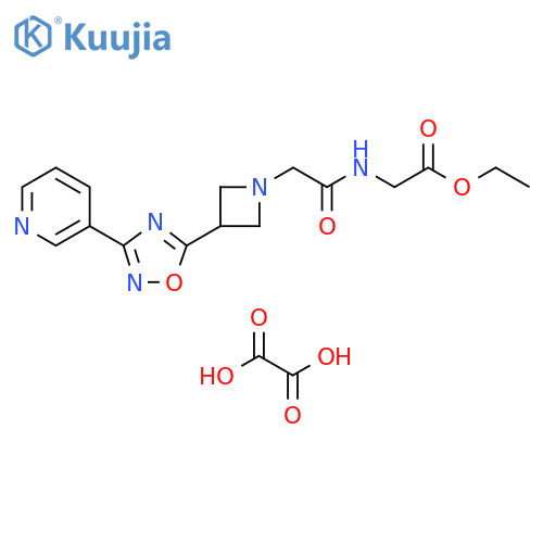 ethyl 2-(2-{3-3-(pyridin-3-yl)-1,2,4-oxadiazol-5-ylazetidin-1-yl}acetamido)acetate; oxalic acid structure