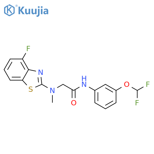 N-[3-(difluoromethoxy)phenyl]-2-[(4-fluoro-1,3-benzothiazol-2-yl)(methyl)amino]acetamide structure