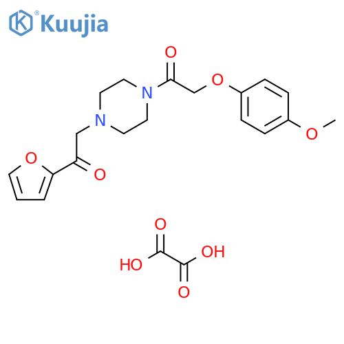 1-{4-2-(furan-2-yl)-2-oxoethylpiperazin-1-yl}-2-(4-methoxyphenoxy)ethan-1-one; oxalic acid structure