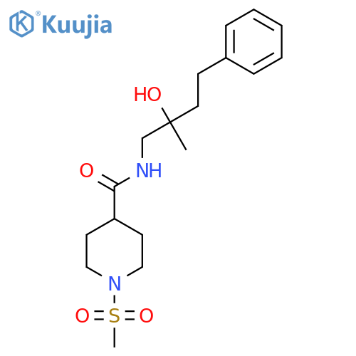 N-(2-hydroxy-2-methyl-4-phenylbutyl)-1-methanesulfonylpiperidine-4-carboxamide structure