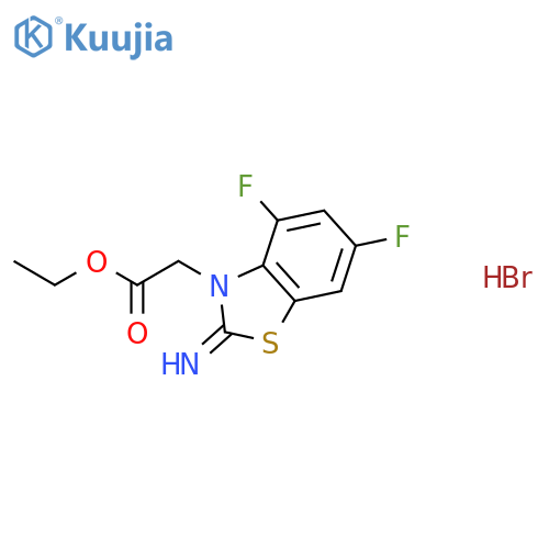 ethyl 2-(4,6-difluoro-2-imino-2,3-dihydro-1,3-benzothiazol-3-yl)acetate hydrobromide structure
