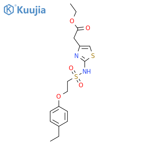 ethyl 2-{2-2-(4-ethylphenoxy)ethanesulfonamido-1,3-thiazol-4-yl}acetate structure