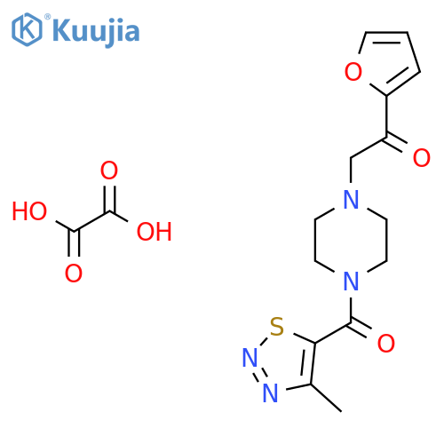 1-(furan-2-yl)-2-4-(4-methyl-1,2,3-thiadiazole-5-carbonyl)piperazin-1-ylethan-1-one; oxalic acid structure