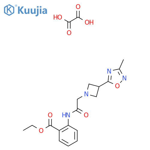 ethyl 2-{2-3-(3-methyl-1,2,4-oxadiazol-5-yl)azetidin-1-ylacetamido}benzoate; oxalic acid structure