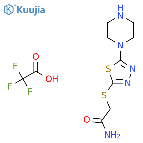 2-{[5-(piperazin-1-yl)-1,3,4-thiadiazol-2-yl]sulfanyl}acetamide; trifluoroacetic acid structure