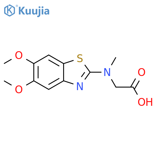 2-[(5,6-dimethoxy-1,3-benzothiazol-2-yl)(methyl)amino]acetic acid structure