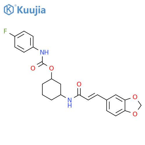 3-(2E)-3-(2H-1,3-benzodioxol-5-yl)prop-2-enamidocyclohexyl N-(4-fluorophenyl)carbamate structure