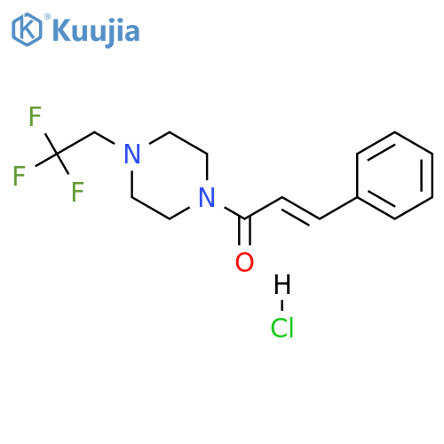 (2E)-3-phenyl-1-4-(2,2,2-trifluoroethyl)piperazin-1-ylprop-2-en-1-one hydrochloride structure