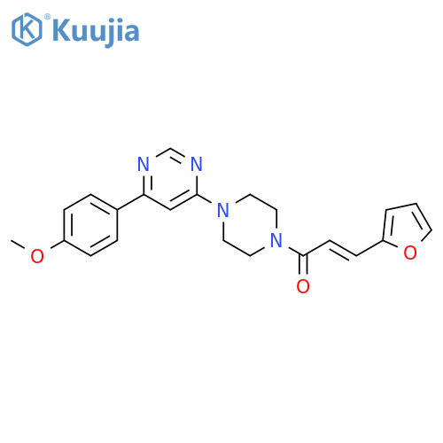 (2E)-3-(furan-2-yl)-1-{4-6-(4-methoxyphenyl)pyrimidin-4-ylpiperazin-1-yl}prop-2-en-1-one structure