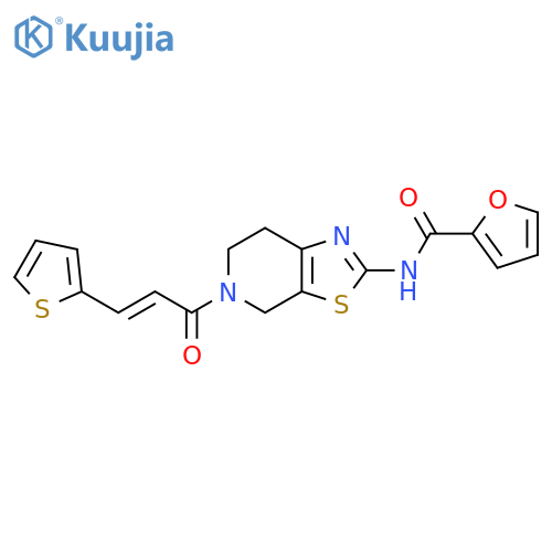 N-{5-(2E)-3-(thiophen-2-yl)prop-2-enoyl-4H,5H,6H,7H-1,3thiazolo5,4-cpyridin-2-yl}furan-2-carboxamide structure