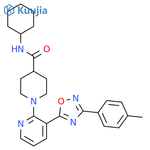 N-cyclohexyl-1-{3-[3-(4-methylphenyl)-1,2,4-oxadiazol-5-yl]pyridin-2-yl}piperidine-4-carboxamide structure