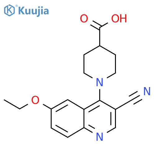 1-(3-Cyano-6-ethoxyquinolin-4-yl)piperidine-4-carboxylic acid structure