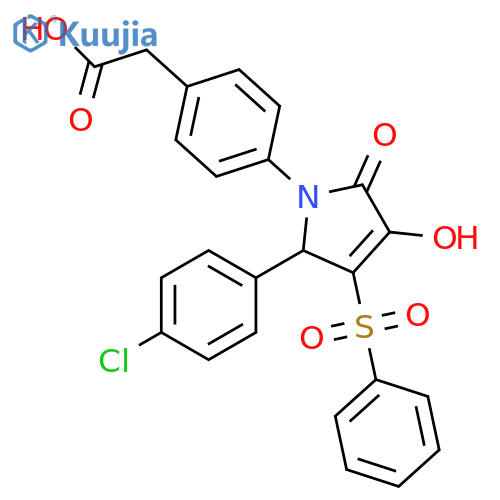 2-{4-[3-(benzenesulfonyl)-2-(4-chlorophenyl)-4-hydroxy-5-oxo-2,5-dihydro-1H-pyrrol-1-yl]phenyl}acetic acid structure