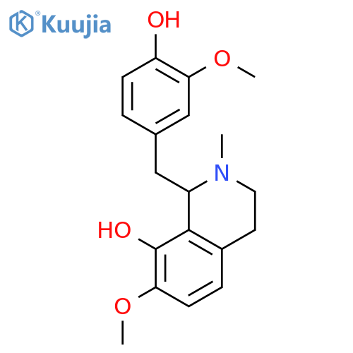 8-Isoquinolinol,1,2,3,4-tetrahydro-1-[(4-hydroxy-3-methoxyphenyl)methyl]-7-methoxy-2-methyl-,(1S)- structure