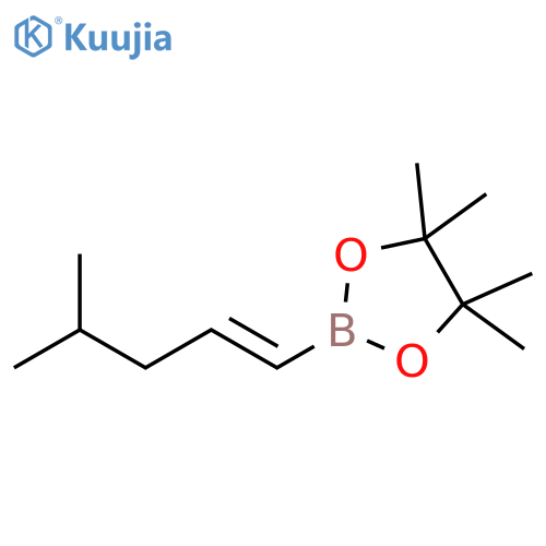 4,4,5,5-tetramethyl-2-(1E)-4-methylpent-1-en-1-yl-1,3,2-dioxaborolane structure