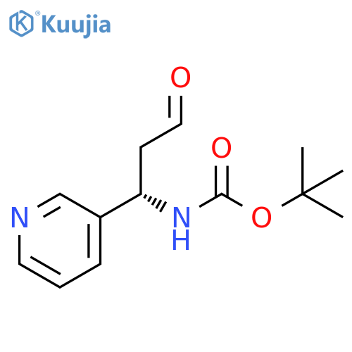 tert-butyl N-(1S)-3-oxo-1-(pyridin-3-yl)propylcarbamate structure