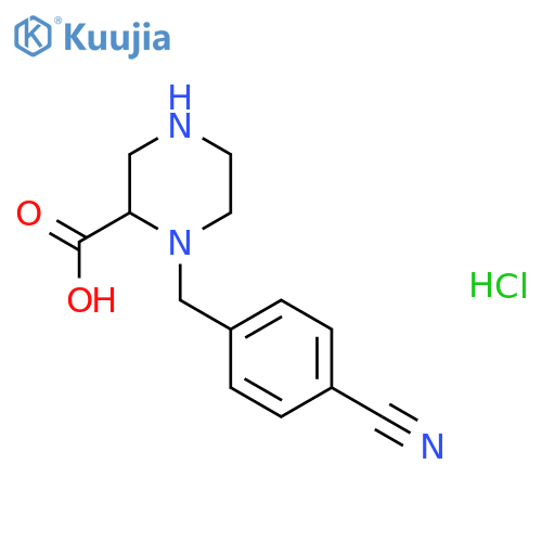 1-(4-Cyanobenzyl)piperazine-2-carboxylic acid hydrochloride structure