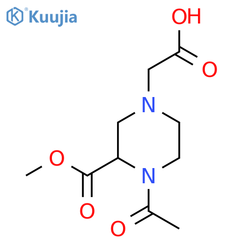 1-Acetyl-4-carboxymethyl-piperazine-2-carboxylic acid methyl ester structure