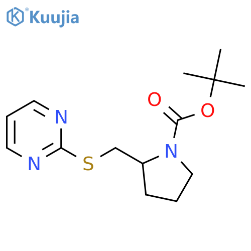 2-(Pyrimidin-2-ylsulfanylmethyl)-pyrrolidine-1-carboxylic acid tert-butyl ester structure