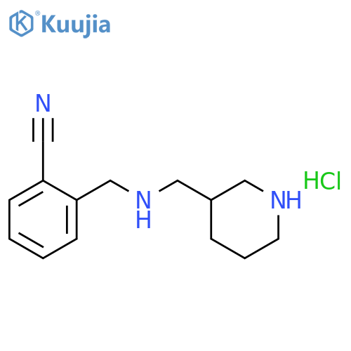 2-(((Piperidin-3-ylmethyl)amino)methyl)benzonitrile hydrochloride structure