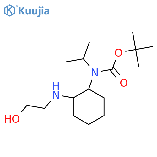 [2-(2-Hydroxy-ethylamino)-cyclohexyl]-isopropyl-carbamic acid tert-butyl ester structure
