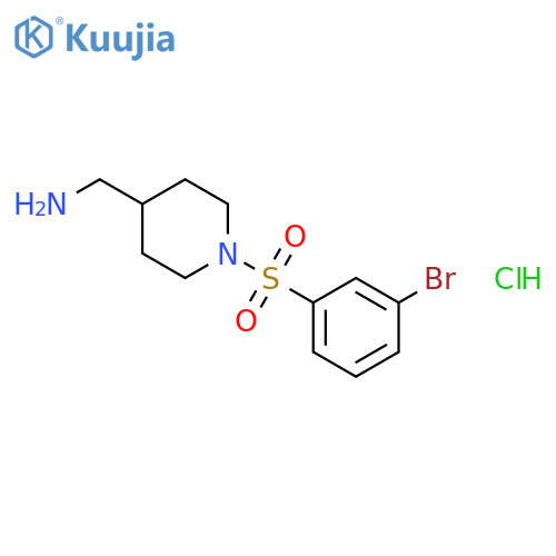 (1-((3-Bromophenyl)sulfonyl)piperidin-4-yl)methanamine hydrochloride structure