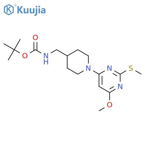 tert-Butyl ((1-(6-methoxy-2-(methylthio)pyrimidin-4-yl)piperidin-4-yl)methyl)carbamate structure