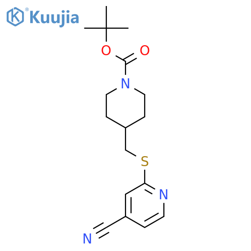 tert-Butyl 4-(((4-cyanopyridin-2-yl)thio)methyl)piperidine-1-carboxylate structure