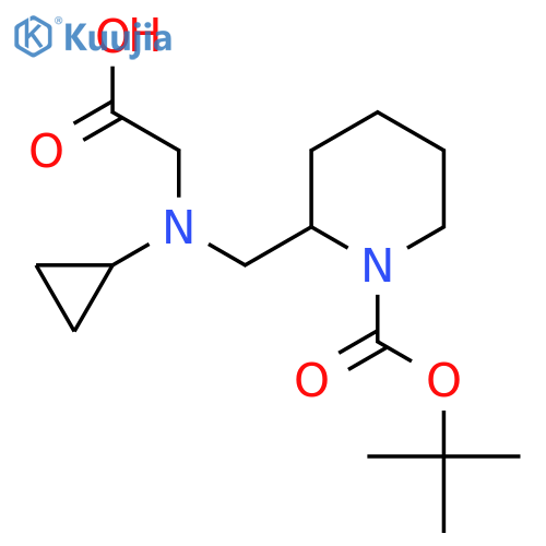 2-[(Carboxymethyl-cyclopropyl-amino)-methyl]-piperidine-1-carboxylic acid tert-butyl ester structure