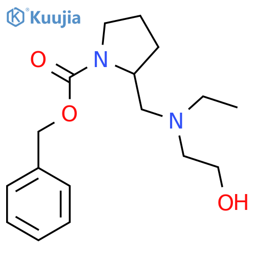 2-{[Ethyl-(2-hydroxy-ethyl)-amino]-methyl}-pyrrolidine-1-carboxylic acid benzyl ester structure