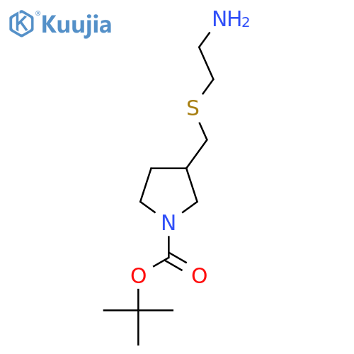 3-(2-Amino-ethylsulfanylmethyl)-pyrrolidine-1-carboxylic acid tert-butyl ester structure