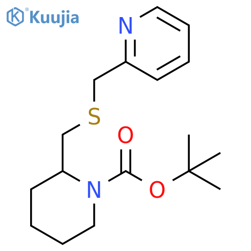 2-(Pyridin-2-ylmethylsulfanylmethyl)-piperidine-1-carboxylic acid tert-butyl ester structure