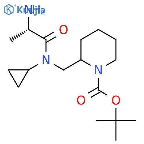 2-{[((S)-2-Amino-propionyl)-cyclopropyl-amino]-methyl}-piperidine-1-carboxylic acid tert-butyl ester structure