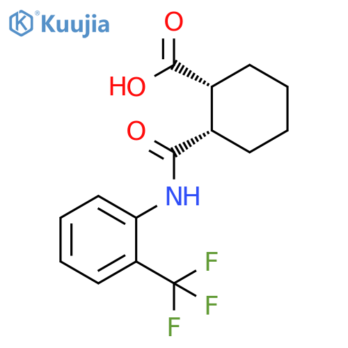 (1R,2S)-2-{[2-(trifluoromethyl)phenyl]carbamoyl}cyclohexane-1-carboxylic acid structure