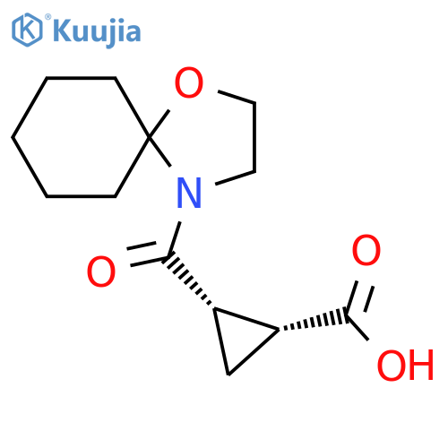 (1R,2S)-2-{1-oxa-4-azaspiro[4.5]decane-4-carbonyl}cyclopropane-1-carboxylic acid structure