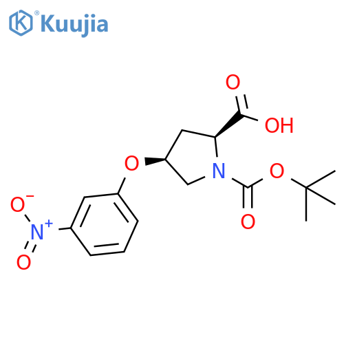 (2S,4S)-1-(tert-Butoxycarbonyl)-4-(3-nitro-phenoxy)-2-pyrrolidinecarboxylic acid structure