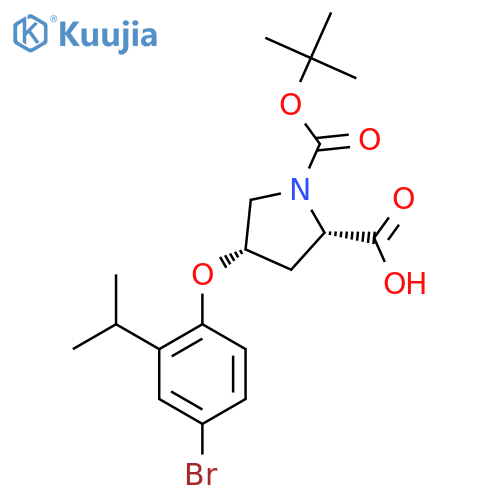 (2S,4S)-4-(4-Bromo-2-isopropylphenoxy)-1-(tert-butoxycarbonyl)-2-pyrrolidinecarboxylic acid structure