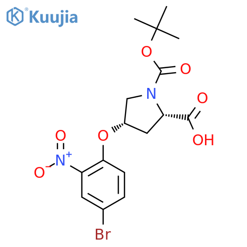 (2S,4S)-4-(4-Bromo-2-nitrophenoxy)-1-(tert-butoxycarbonyl)-2-pyrrolidinecarboxylic acid structure