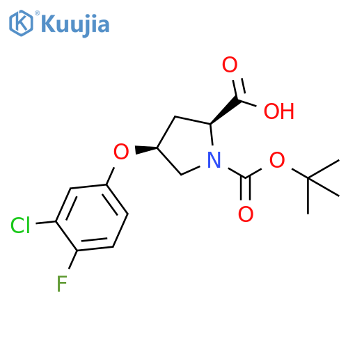 (2S,4S)-1-(tert-Butoxycarbonyl)-4-(3-chloro-4-fluorophenoxy)-2-pyrrolidinecarboxylic acid structure