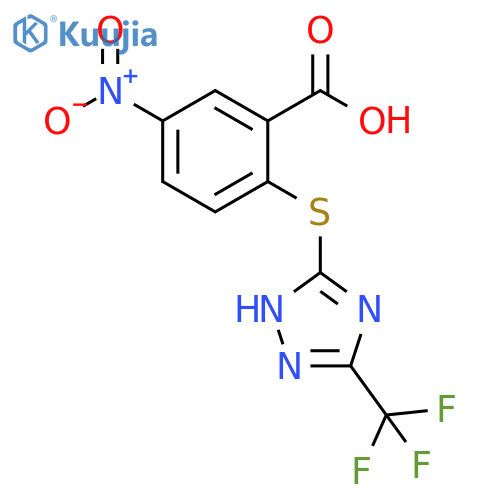 5-Nitro-2-(5-trifluoromethyl-4H-[1,2,4]triazol-3-ylsulfanyl)-benzoic acid structure