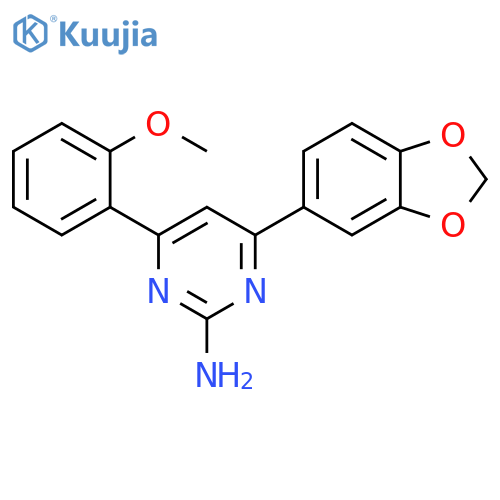 4-(2H-1,3-benzodioxol-5-yl)-6-(2-methoxyphenyl)pyrimidin-2-amine structure