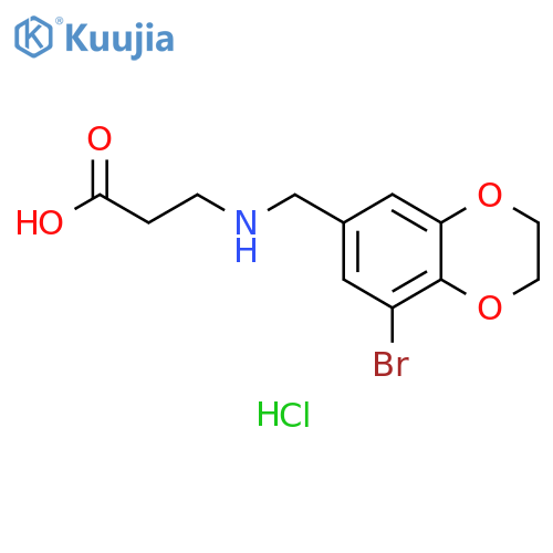 3-{(8-bromo-2,3-dihydro-1,4-benzodioxin-6-yl)methylamino}propanoic acid hydrochloride structure