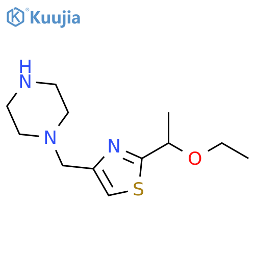 1-{[2-(1-ethoxyethyl)-1,3-thiazol-4-yl]methyl}piperazine structure