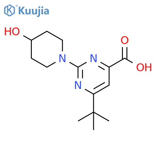 6-tert-Butyl-2-(4-hydroxy-piperidin-1-yl)-pyrimidine-4-carboxylic acid structure