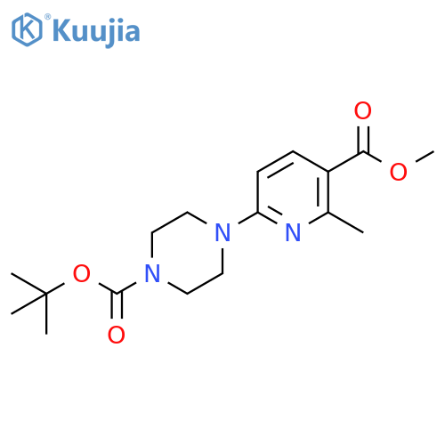 4-(5-Methoxycarbonyl-6-methyl-pyridin-2-yl)-piperazine-1-carboxylic acid tert-butyl ester structure