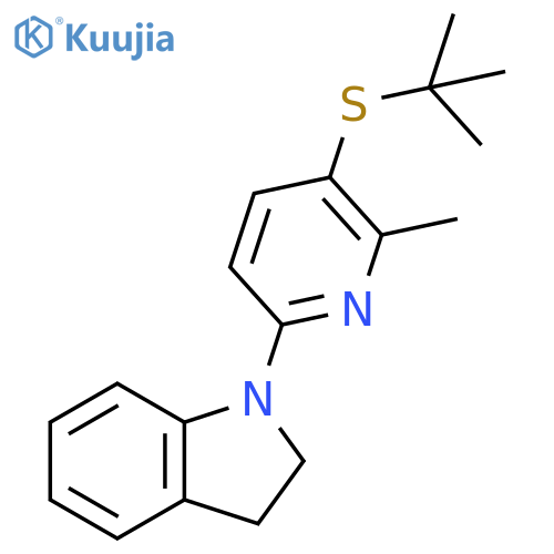 1-(5-tert-Butylsulfanyl-6-methyl-pyridin-2-yl)-2,3-dihydro-1H-indole structure