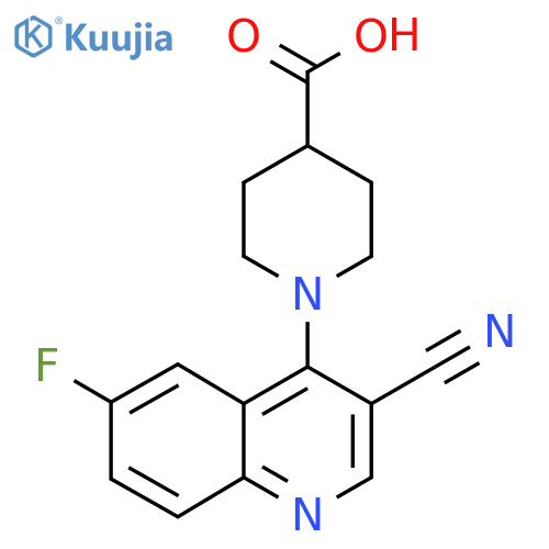 1-(3-Cyano-6-fluoroquinolin-4-yl)piperidine-4-carboxylic acid structure